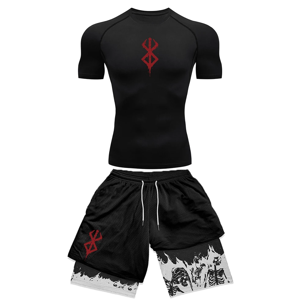 Compression Shorts Athletes - Set di compressione da uomo stampato